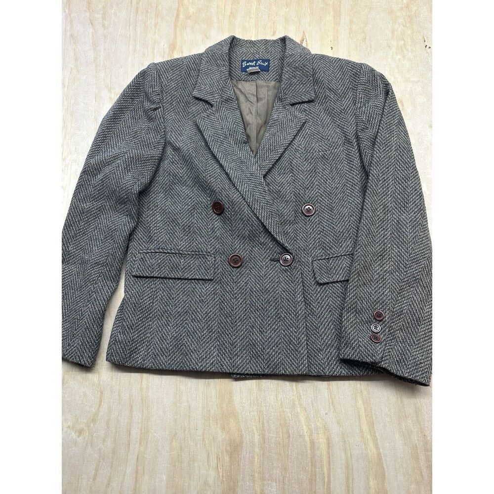Sweet Suit Woman Jacket Blazer Petite Size 6 Vintage Shoulder Pads Vintage Brown